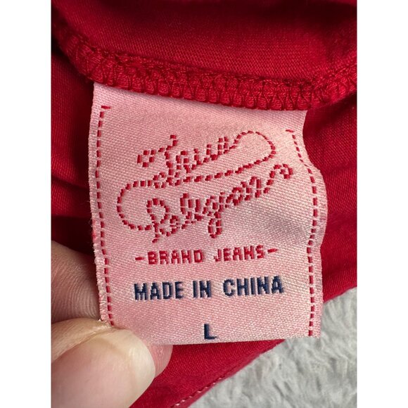 True Religion Mens Red Graphic T-Shirt "Im A Vietnam Dropout" Size L 100% Cotton - Picture 4 of 12